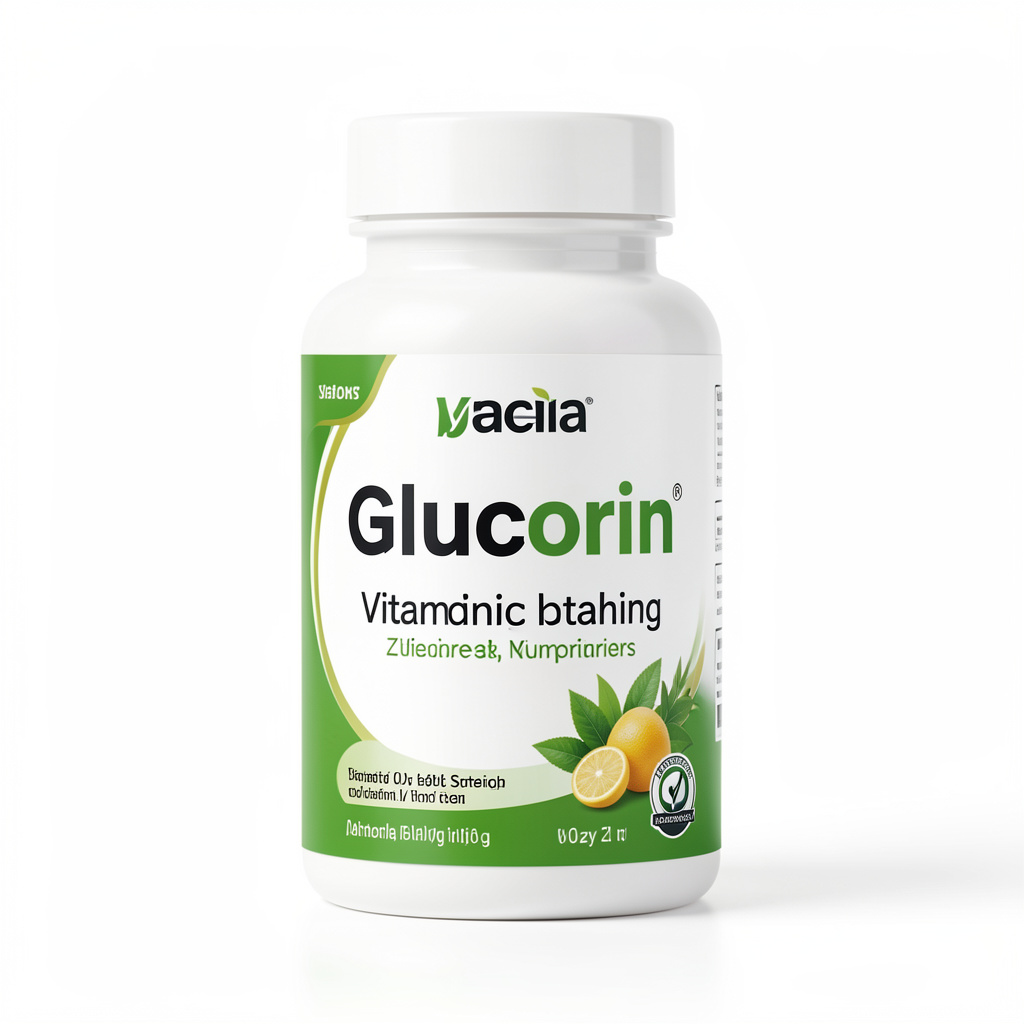 Glucorin natural supplement bottle – 60 capsules for daily vitality and inner balance